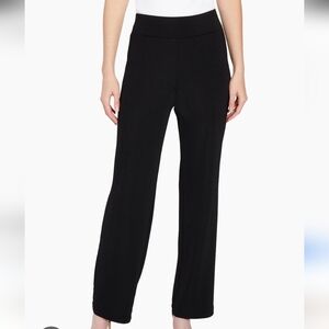 Women's Black Textured Straight Leg Pull On Dress Pants, Size Med
